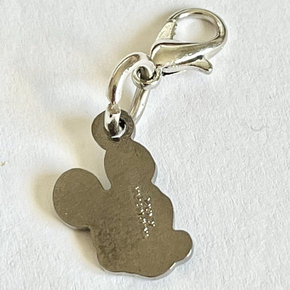 Vintage Mickey Mouse Clip Charm Bracelet Zipper Pull Backpack Purse Black Enamel - Picture 3 of 5